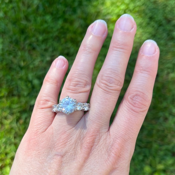 Italo Sterling Silver White Sapphire Eternity Ring - Picture 7 of 16